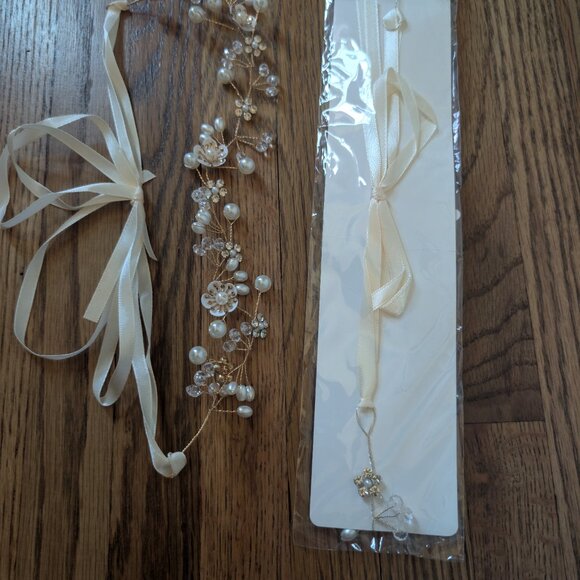 White flower headband Pearl Hair dress for Girl - Picture 2 of 2